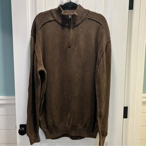 Cabela’s Dark Brown Long Sleeved 1/4 Zip‎ Sweater. Size 2XL.